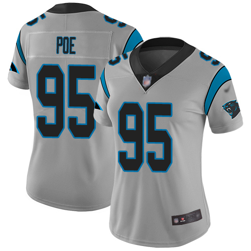 Carolina Panthers Limited Silver Women Dontari Poe Jersey NFL Football #95 Inverted Legend->carolina panthers->NFL Jersey